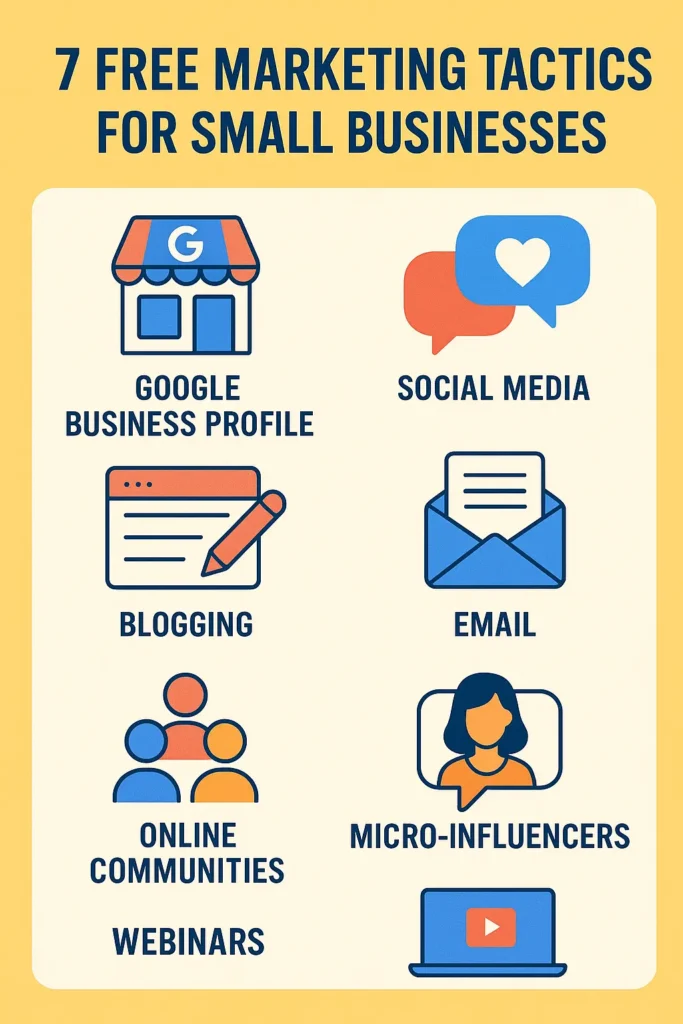 Infographic free marketing tactics for small businesses.
