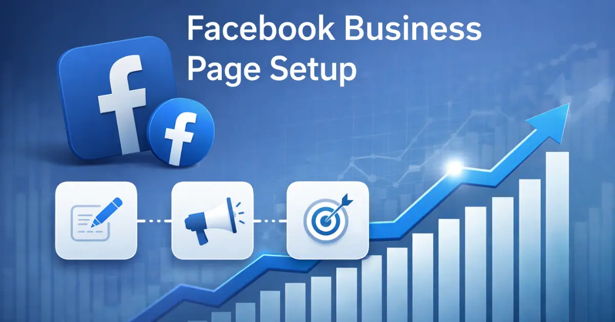 Featured image illustrating Facebook Business Page Setup for beginners with digital marketing visuals