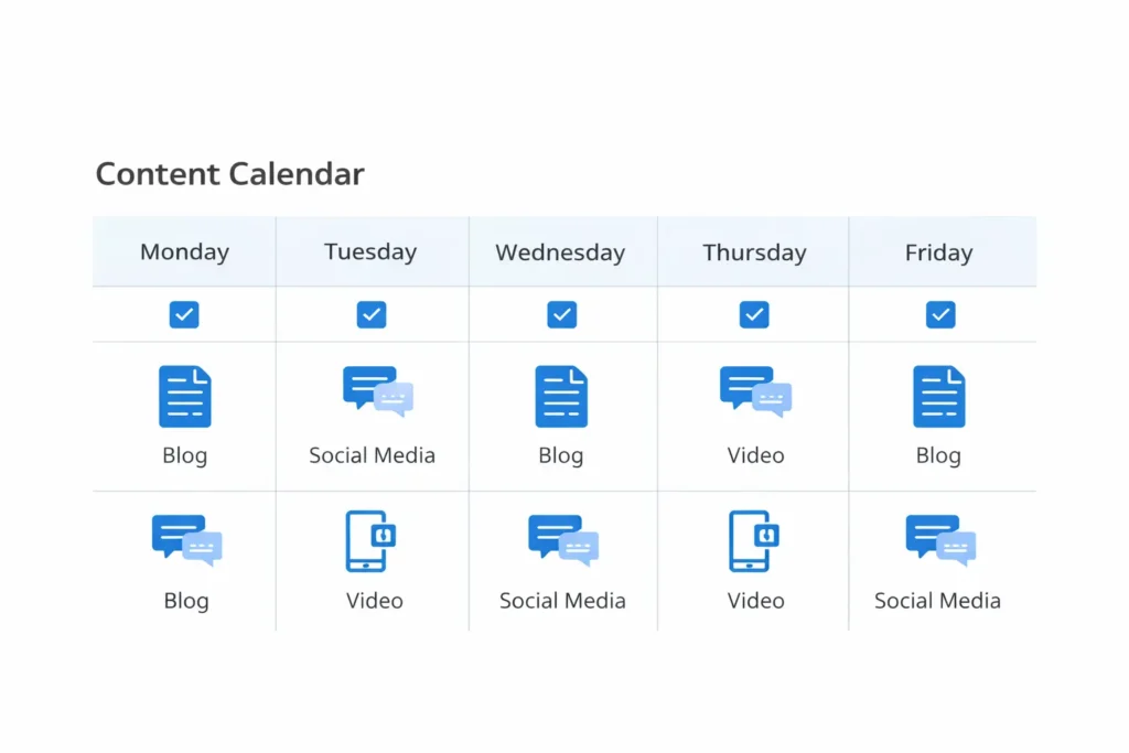 content planning calendar for digital marketing plan for small business
