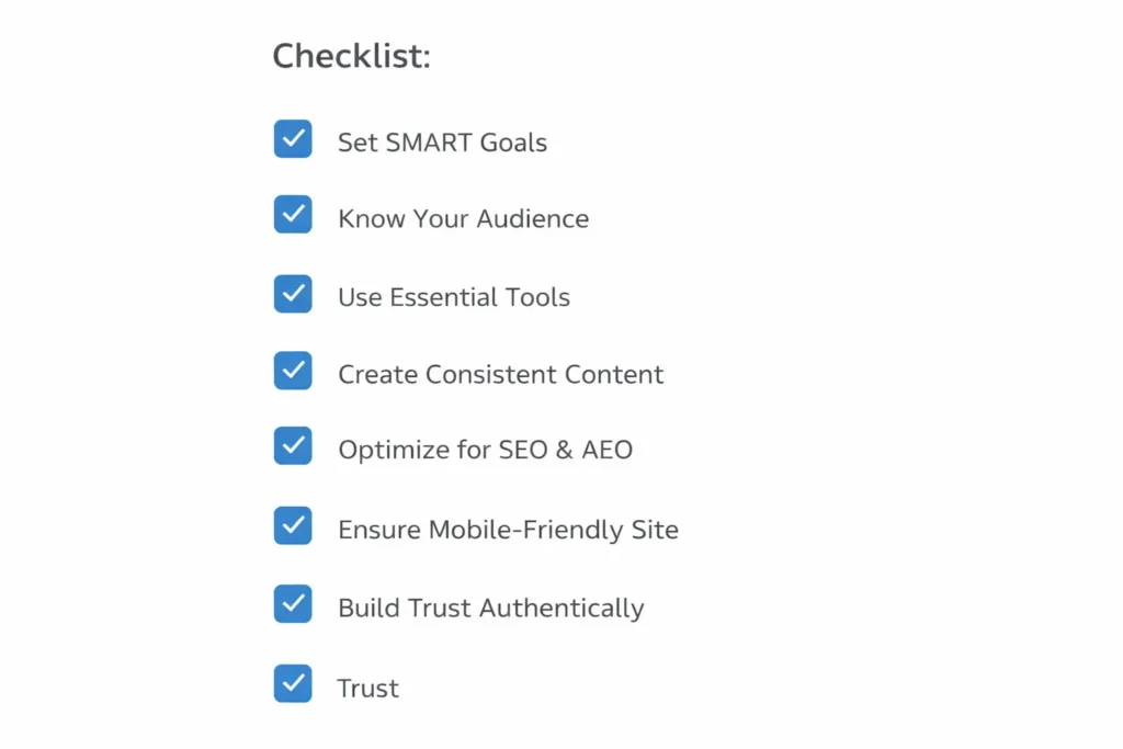 digital marketing plan for small business checklist infographic