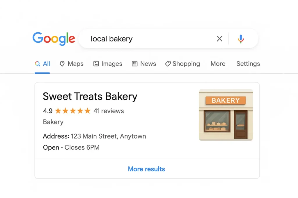 Example of a local business winning a featured snippet — Local SEO and voice search near me optimization.
