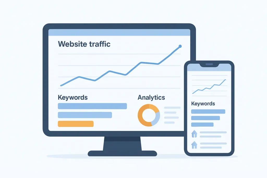 Infographic of keyword tracking performance using blog SEO tools for better rankings.